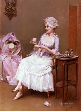 ホットチョコレートリアリストの女性 ライムンド・デ・マドラソ・イ・ガレッタ Oil Paintings